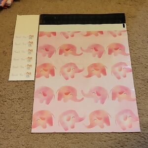Pink Elephant Patterned Poly Mailer